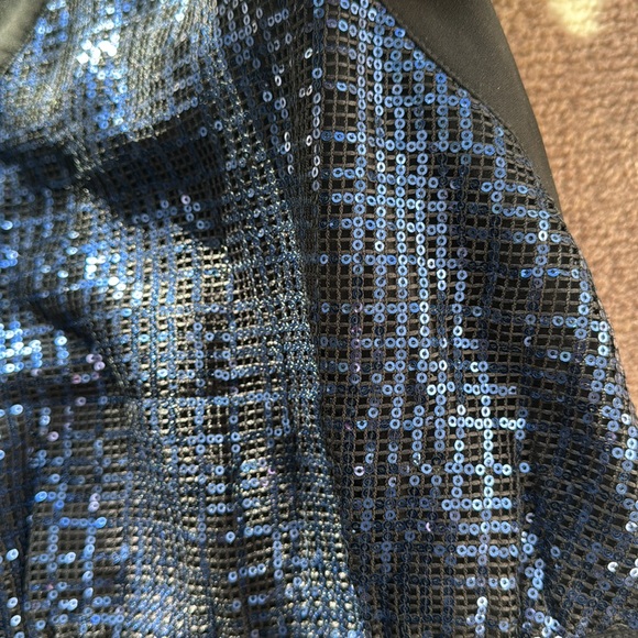 Navy Sequin Halter Dress - Picture 5 of 11